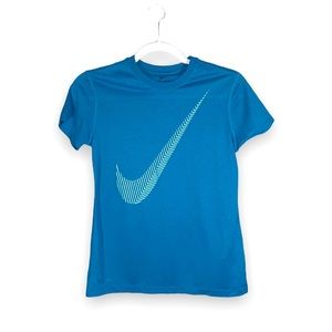 Nike Dri-Fit Blue Short Sleeve Training Top Sparkle Glitter Swoosh Size Large